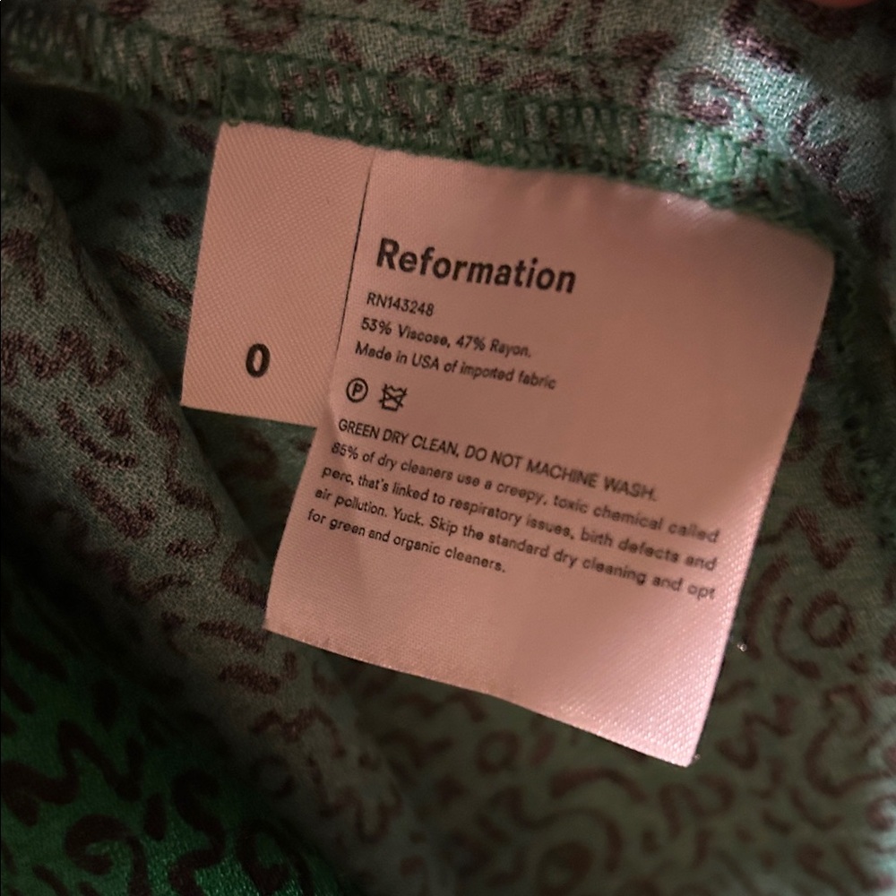 Reformation Wilma Green Midi Dress in Jitterbug sz 0 - Picture 4 of 5